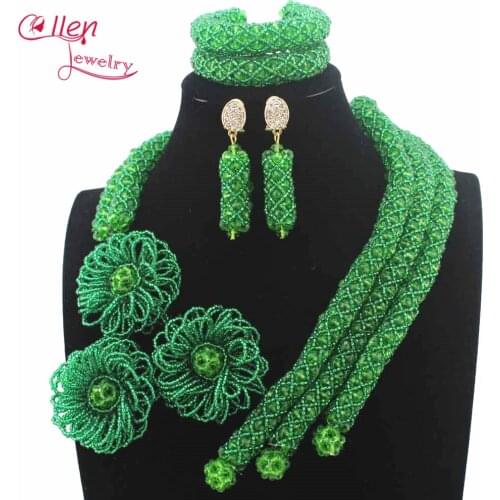 Fashion New Yellow Chunky African Beads Jewelry Sets Black Beaded Crystal Costume nigerian Wedding beads Necklace Set W13669