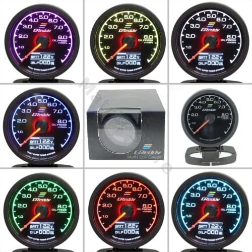 62mm 7 Color in 1 Racing Gauge GReddi Multi D/A LCD Digital Display Oil Press Gauge Car Gauge 2.5 Inch