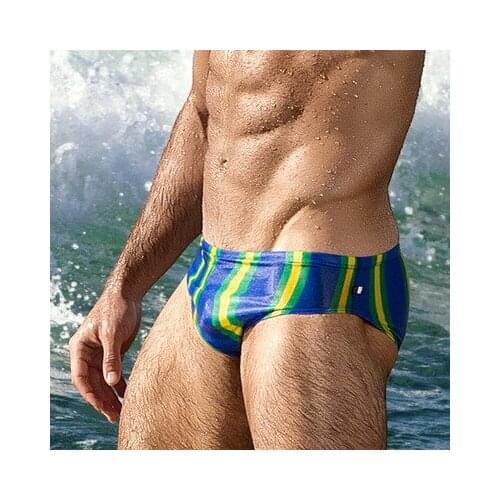 Men Swimsuit Maillot De Bain Boy Swim Suits Boxer Men Striped swimwear with rope Brand man swimming trunks Beach Short