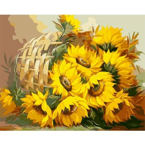 Frame Sunflower 40X50CM DIY Painting By Numbers Acrylic Paint By Numbers Modern Wall Art Picutre Handpainted Oil Painting Arts
