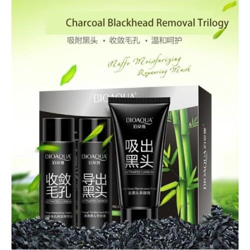 BIOAQUA Blackhead Removal Mask Set Charcoal Nose Blackhead Skin Care Serum Exportation Liquid Julep Care