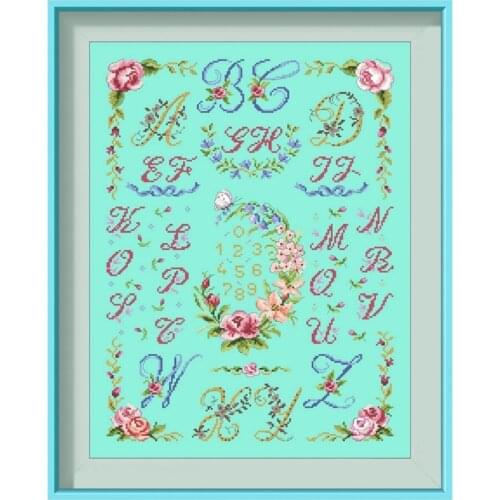 Festoons ABC counted cross stitch kits embroidery needlework sets 18ct 14ct 11ct bright green cloth cotton thread DIY handmade