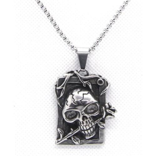 Rany&Roy Newest Zombie Skull Pendant 316L Stainless Steel Jewelry Gothic Style Devil Rose Pendant