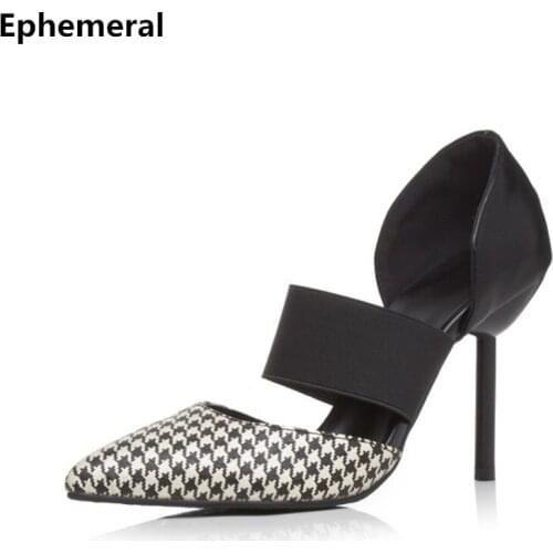 Ladies Sexy Larger Size 41 42 43 Female Peep Toe Elastic Band Thin High Heels Sandals Summer Dress Party Stiletto Women Pumps