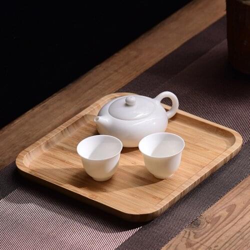Pallet Decoration Multi-function Wood Bamboo Tray Tea Cup Saucer Fruit Dessert Dinner Plant Storage Sushi Rectangular Plate 1PC