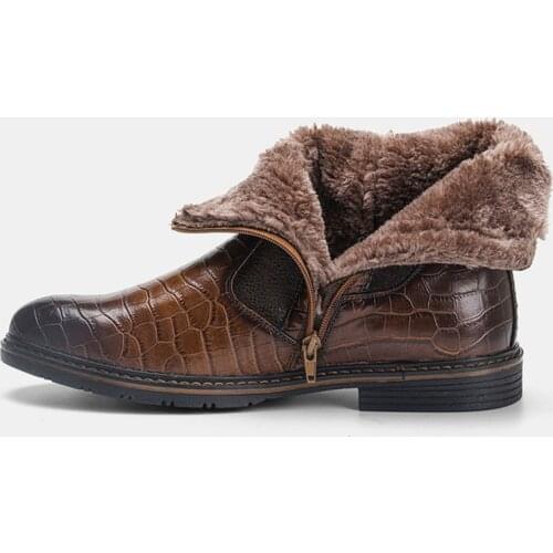 Popular 2020 Mens Winter Boots Fashion Leather Warm Snow Boots Waterproof Shoes