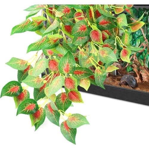 Terrarium Reptile Plants Artificial Silk Reptile Plants With Suction Cups Decoration Of Hermit, Bearded Dragons, Lizards, Geckos