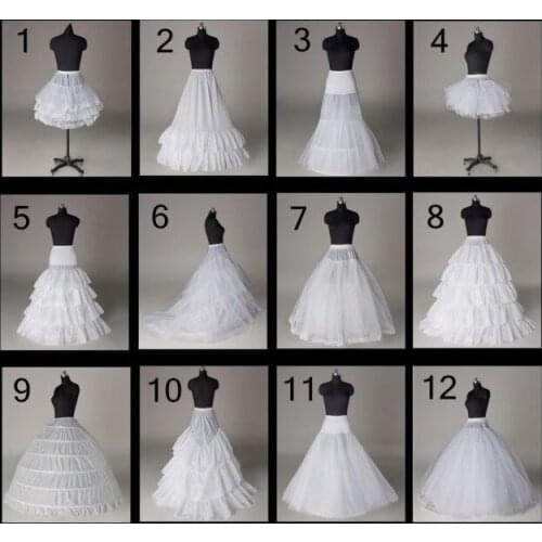 12 Styles Wedding Bridal Slips A-line Train Petticoat Hoop Short Skirt Crinoline