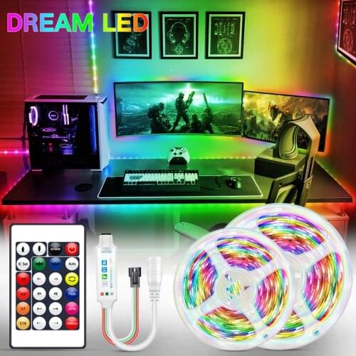USB LED Strip Lights WS2812 Dream Color 5M 10M 15M 20M SMD 5050 RGB Ribbon Lights Flexible LED Lamp Tape TV BackLight Diode Tape