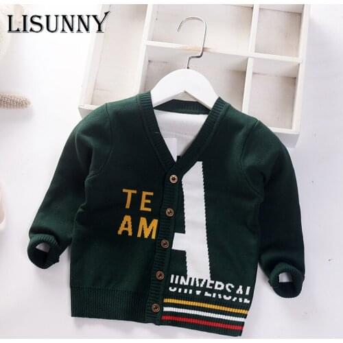 Baby Boys Sweater Cardigan Coat 2021 Autumn Winter Letter Casual Children Sweaters Kids Knit Clothes V-Neck Toddler Sweaters