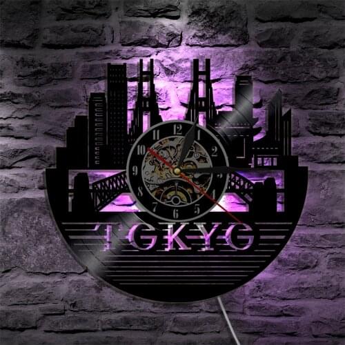 TOKYO City LED Vinyl Clock Light Color Change Wall Light Remote Controller LP Modern Backlight Cool Living Room Interior