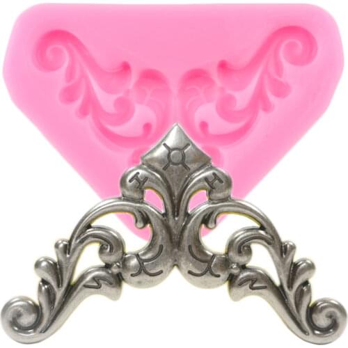 Corners Cake Border Silicone Mold Baroque Scroll Relief Cupcake Fondant Cake Decorating Tools Candy Resin Clay Chocolate Moulds