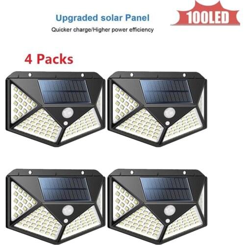 100LED Solar Power Street Light PIR Motion Sensor Lamps Waterproof Wall Light Outdoor Street Garden Security Light 4 sided 270°l