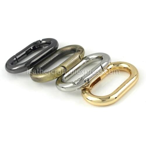 1x Metal Oval Ring Snap Hook Spring Gate Trigger Clasps Clips for Leather Craft Belt Strap Webbing Keychain Hooks