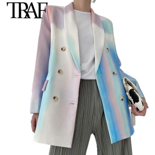 ZHENBAILI 2021 Double Breast Blazer Fashion Women Full Sleeve 2021 Spring Autumn Elegant Goddess Fan Casual Style Loose Coat