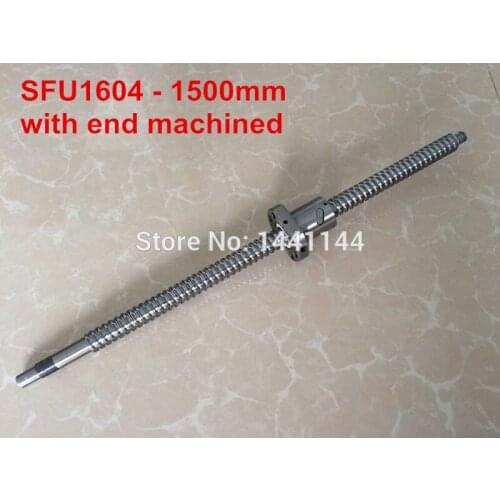 1pc Ball screw SFU1604 - 1500mm + 1pc Ball nut for CNC with BK12/BF12 end machined