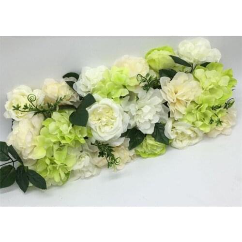 10pcs/lot Wedding Wall Backdrop Decorative Artificial Rose Hydrangea Silk Flowers Runner Party Stage Decoration Flower Rows