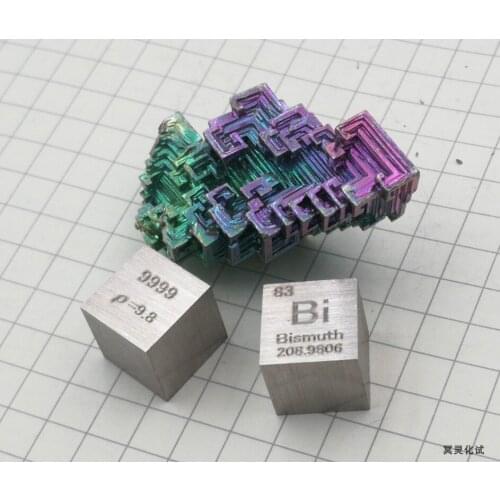 2pcs Metal Bismuth Periodic Phenotype Cubic Bismuth Cubic High Purity Bismuth Target 10mm Bi9999