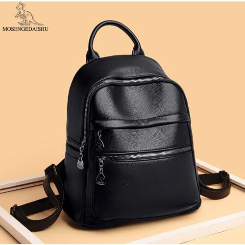2021 High Quality Leather Ladies Travel Bags Multifunctional Backpack Fashion Solid Color Design Shoulder Bag Female Mochilas