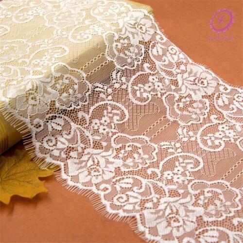 3yards* 22m Width Black Scallop Voile Lace Material Shiny White Eyelash lace Fabric Lace Sewing Lace Decoration For Garment