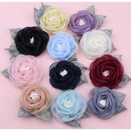 4Pcs Flower Patch for Dress 3D Flowers Applique Dress Decoration Patches for Hair Clothes DIY Craft Lace Applique