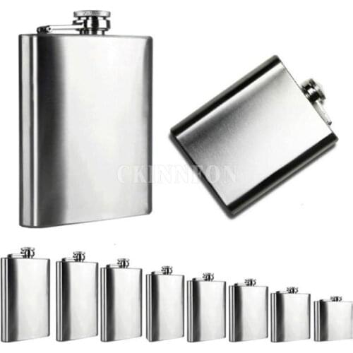 50Pcs/Lot Stainless Steel Pocket Hip Flask Alcohol Whiskey Liquor Screw Cap 4oz-18oz