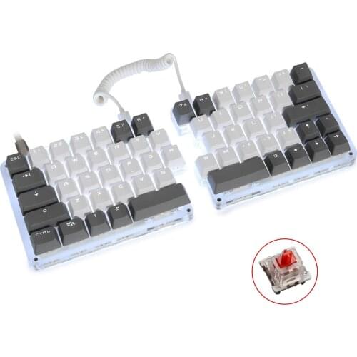 62 Programmable Keys Split Mechanical Keyboard White Backlit 24 Macros Ergonomic Gaming Keyboard with OEM Outemu Red Switches
