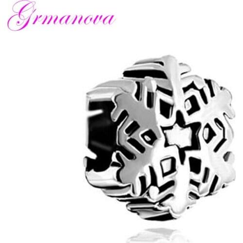 Classic Snowflake Christmas Gift Charm Beads Manual DIY Jewelry Accessories Amulet Fit Pandora Bracelet Necklace