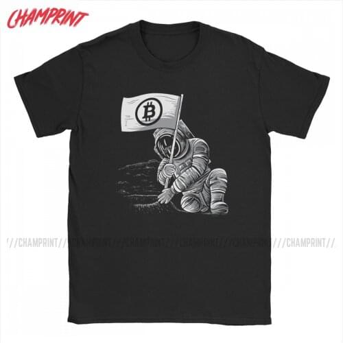 Bitcoin Btc Crypto Cryptocurrency Miner Moon T Shirt for Men Cotton Amazing T-Shirts O Neck Tee Shirt Short Sleeve Tops Classic