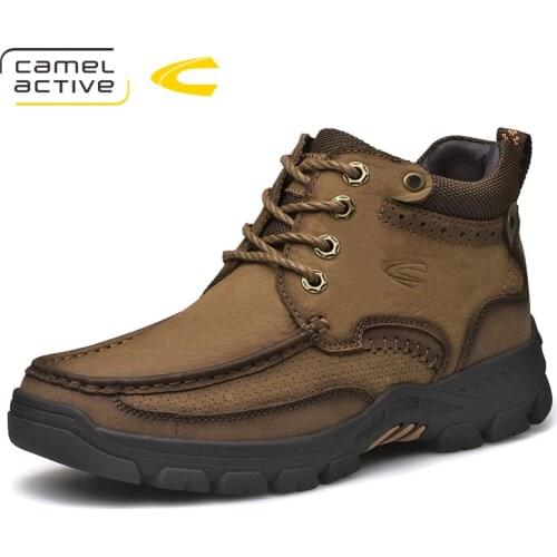 Camel Active New Outdoor Men Winter Boots Genuine Leather Wool Warm Boots Walking Footwear Snow Boots Ankle Motorcycle boots
