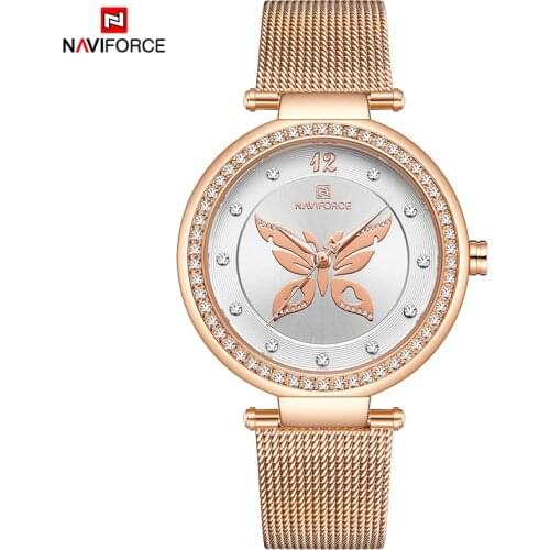 The New NAVIFORCE Watches For Woman Waterproof Brand Fashion Luxury Expensive Clock Romantic Bracelet Elegant Quartz Wristwatch