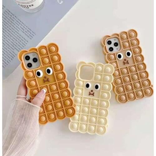 3D Biscuit Shape Push It Bubble Phone Case for Iphone 6 7 8 Plus X XR XS Max 11 12 Pro Max Fidget Toys Relieve Stress Cover Capa