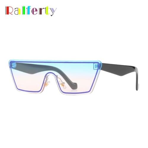 Ralferty 2021 Designer Womens Sunglasses Integrated Flat Top Eyewear Cat Gradient Sun Glasses occhiali da sole donna Y20855