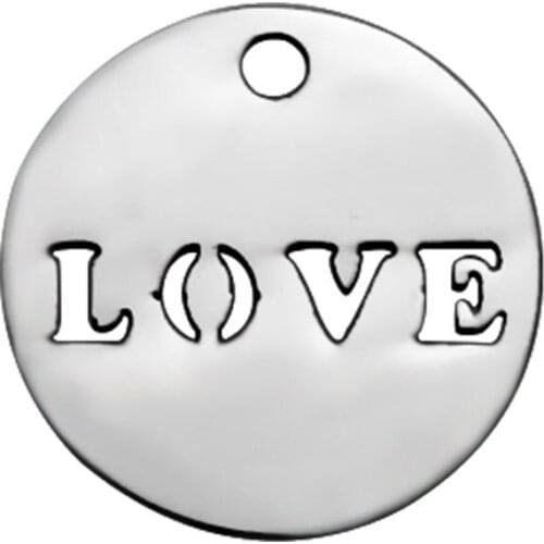 Fnixtar High Quality Stainless Steel Alphabet Charms Letter Love Round Metal Charm Pendants for DIY Making 20pcs/lot Wholesale