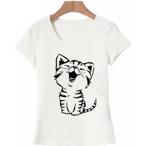Summer Women T Shirt Short Sleeve O-neck Casual Funny Cat Tops Tees Female Gift for Ladies Camisas Mujer