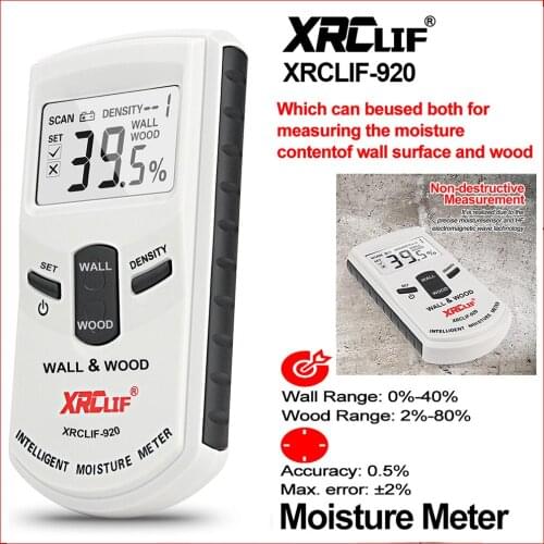 Humidity Meter Tester Inductive Wall / Wood Furniture Moisture Meter Hygrometer Damp Detector High Sensitivity No Probe XRCLIF