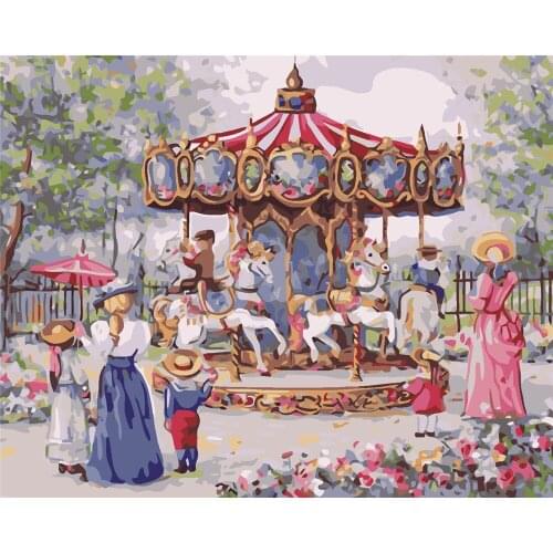 Carousel Paint By Number No Frame For Adults Hand Painted Painting Art Gift Diy Coloring By Numbers Kits Home Decoration