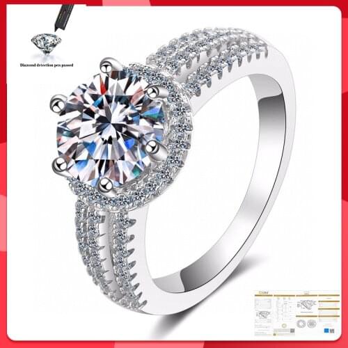 8mm Moissanite Ring 100% S925 Sterling Silver Wedding Bride 2CT D Color VVS1 Quality Ring Woman Gift