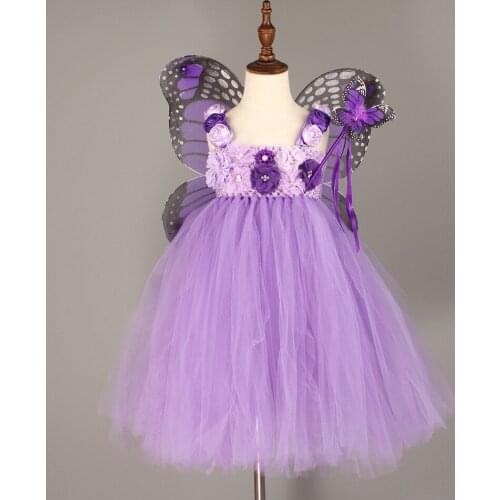 Girls Butterfly Halloween Costumes Lavender Floral Baby TUTU Dresses For Show Performance Kids School Party Insect Costume Dress