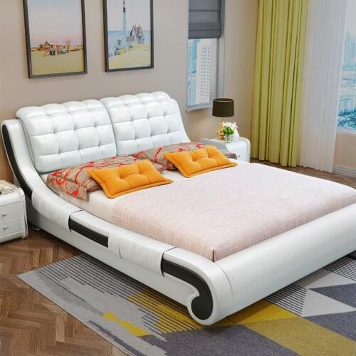 Leather bed simple modern residence master bedroom furniture double soft bed 1.8 m 1.5 m