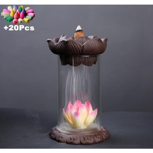 +20Pcs Incense Cones Handmade Windproof Backflow Incense Burner Feng Shui Zen Yoga Desktop Ornaments Chinese Hand Gift Tea Pet