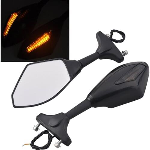 Motorcycle Fairing Mount Rearviews Mirrors With Amber LED Turn Signals For Hyosung Honda Suzuki Kawasak Ducati Triumph Yamaha