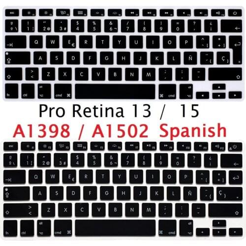 Soft for Macbook Pro 13 15 Retina A1398 A1502 EU US Spanish Keyboard Cover Silicon for Macbook Retina13 15 Spanish Keyboard Skin