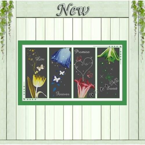 Glorious flowers lily painting counted on canvas Cross Stitch Embroider kits Needlework Sets DMC 14CT 11CT black cloth unprinted