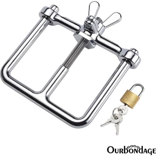 Ourbondage Kirsite Wrist Cuffs Square Shape BDSM Bondage Screw Squeeze Handcuffs with Padlock For Men Women Adult Sextoy