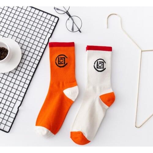 Trend Fashion Harajuku Kiss of Death West Street Hip Hop Men Socks Cotton Orange Ladies Sox Funny Sports Skateboard Women Socks