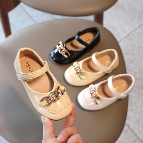 New Fashion Kids Princess Shoes PU Leather Chain Little Girl Elegant Shoe Spring Autumn Childrens Casual Shoes Kids Footwear