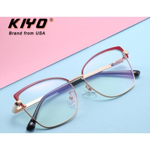 KIYO Brand 2021 New Women Men Fashion Anti Blue Light Optical Frame Metal Eyeglasses Frames Cat Eye Spectacles Glasses 9707