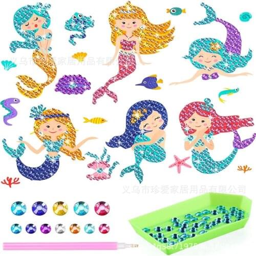 New diamond painting stickers for children, 5D DIY diamond painting kit, diamond embroidery free sticker kit, easy DIY mosaic