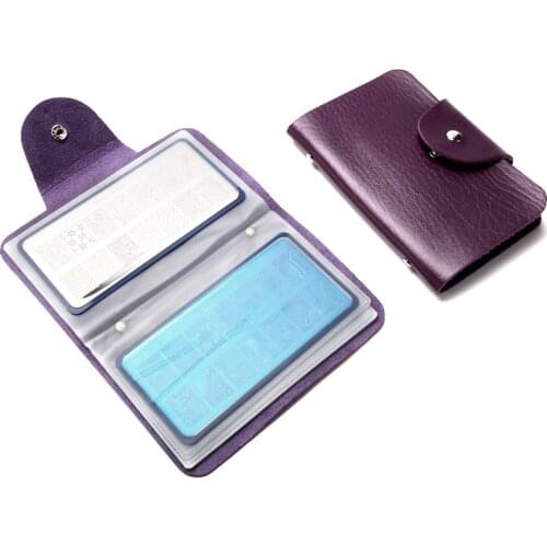 16Slots PU Leather Nail Art Stamping Image Plate Case for Dia 9.5X14.5cm Stencil Nail Stamp Template Holder Album Storage